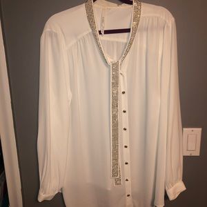 White blouse with crystal accents